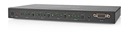Nedis HDMI ™ Matrix Switch | 4 stk. 4-porters port(s) | DC-strøm / 1x RS232 / 4x HDMI™ Inngang | 4x HDMI™ Utgang | 4K@60Hz | 18 Gbps | Fjernstyrtkontrolert | Metall | Sort