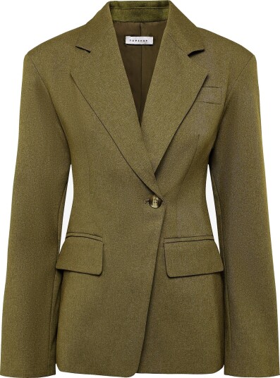 Topshop Tssophia Padded Shoulder Blazer Khaki green 42