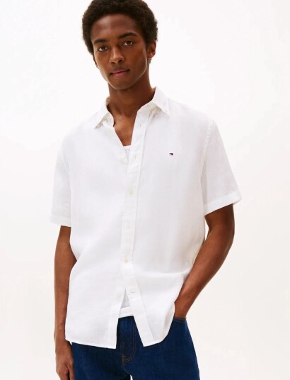 Tommy Hilfiger Pigment Dyed Linen Rf Shirt S/S White XXL