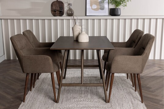 Venture Home Kaseidon Spisegruppe 120 cm Rektangulær med 4 Tomorrow Stoler Brun