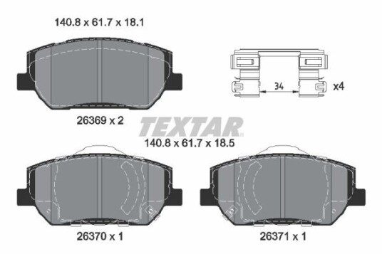 Bremseklosser TEXTAR 2636901 Bremseklosser TEXTAR 2636901