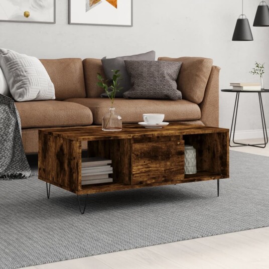  Salongbord røkt eik 90x50x36,5 cm konstruert tre 8721012109766