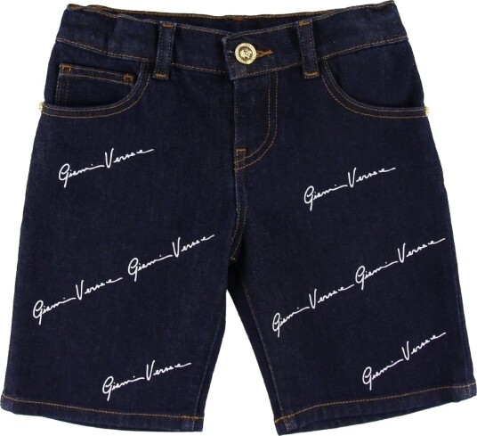Versace Shorts Denim Navy m. Over alt Logo Versace 10 år 140 Shorts Blå