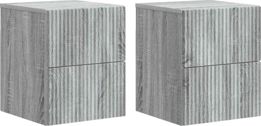  Vegghengt Nattbord med skuff 2 pcs Grå sonoma 33 x 34,5 x 40 cm