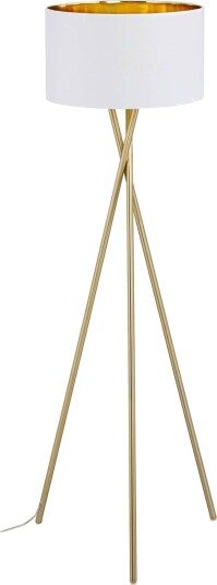 Trebent gulvlampe i hvitt og gull