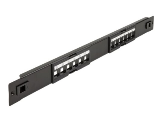 Delock - Pluggbord (Blankt) - Rackmonterbar - Svart - 1U - 19" - 12 Porter