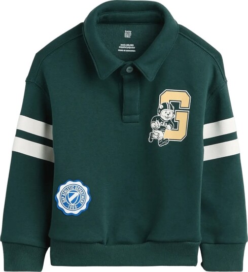 GAP Baby & Toddler Vintagesoft Varsity Logo Polo Sweatshirt Green 116 GAP Baby & Toddler Vintagesoft Varsity Logo Polo Sweatshirt Green 116