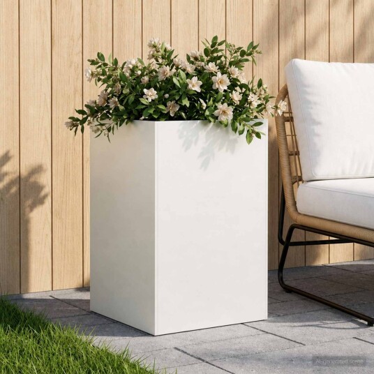 vidaXL Hageblomsterpotte Hvit 50 x 50 x 75 cm Kaldvalsestål