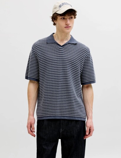 Jack & Jones Jornantucket Knit Split Neck Polo Sa26 Navy S