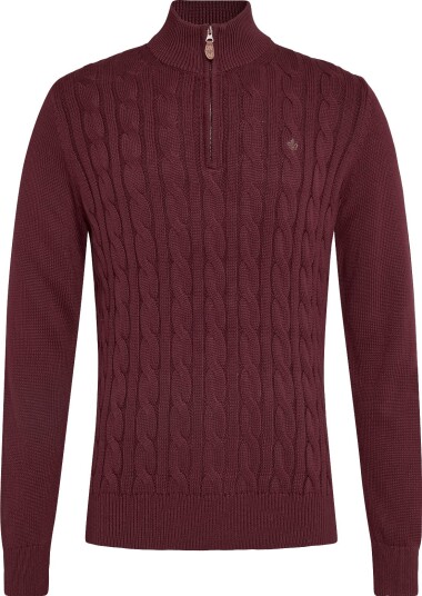 Morris Nathan Cable Half Zip WINE RED XXL