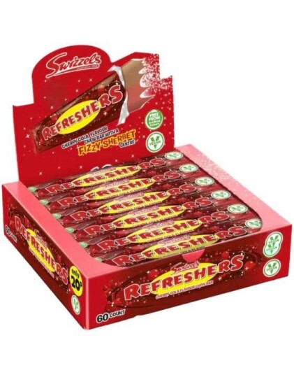 60 stk Swizzels Refreshers Chew Bar med Kirsebær og Colasmak   Hel Eske 1,08 kg