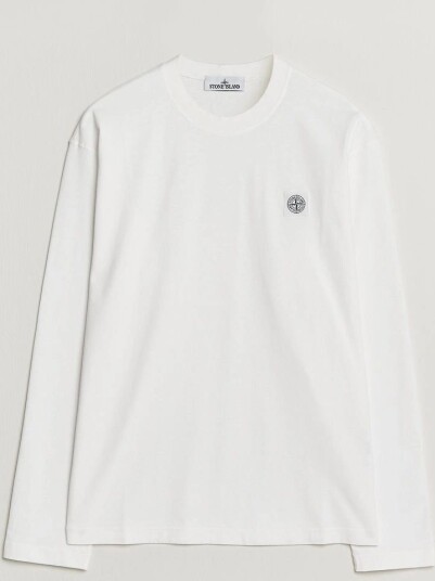 Stone Island Organic Cotton Jersey Long Sleeve T Shirt White