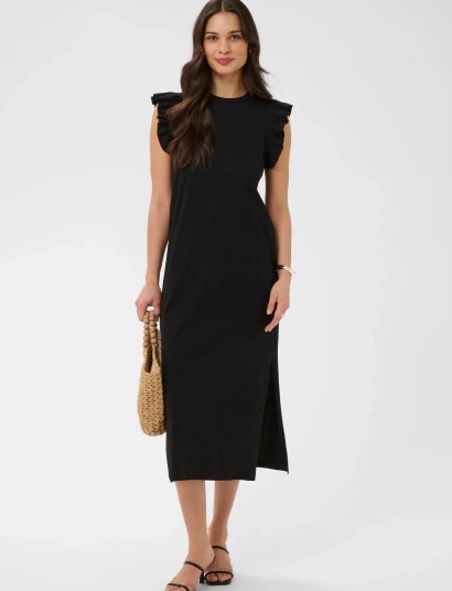 Kaffe Kacelina Flounce Dress Black S Kaffe Kacelina Flounce Dress Black S