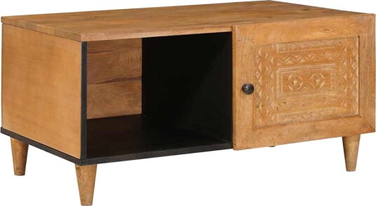 vidaXL Kaffebord med hylle Lysebrun 80 x 50 x 40 cm heltre mango