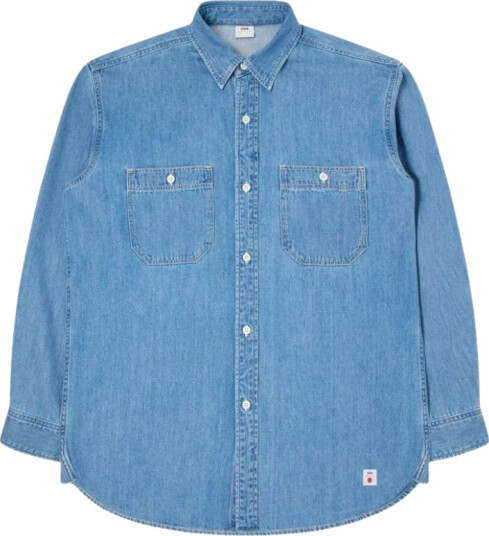 Edwin Work Shirt Ls Blue Light Used Blue S Edwin Work Shirt Ls Blue Light Used Blue S