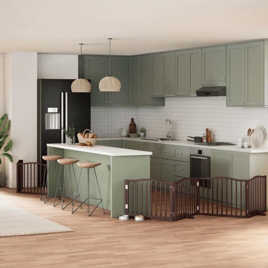 Vidaxl Hundeport Sammenleggbar 6 Paneler Brun 480 cm Poppeltre