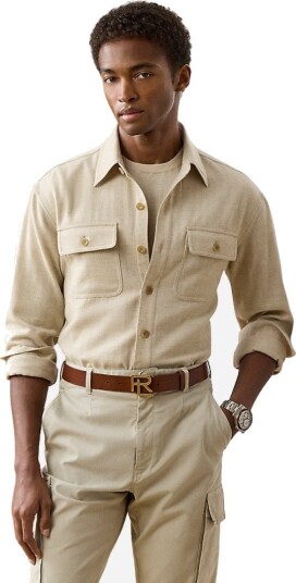 Rl Purple Label Gabspt long sleeve sport shirt L beige herre