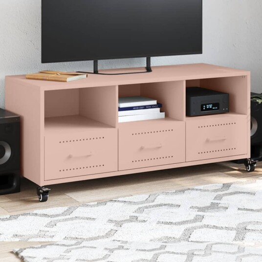 TV-benk rosa 100,5x39x43,5 cm kaldvalset stål 846693