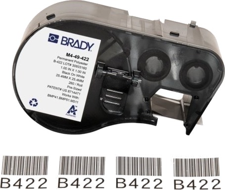 Brady M4 49 422 Sort Hvit Selvklebende Skriveretikett Polyester Trermisk Overføring Akryl Permanent