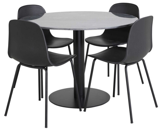 Venture Design Estelle & Arctic spisegruppe Svart/svart 4 st stoler & bord 106 cm