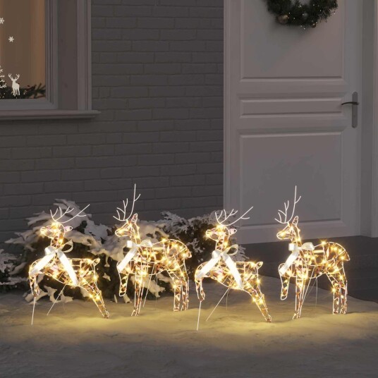 LED Reinsdyr med 80 LED 4 pcs Flerfarget 64 x 42 x 15 cm PET