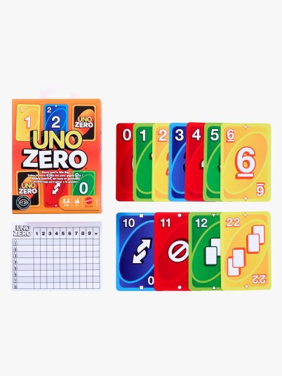 Mattel Uno Zero Kortspill for Barn og Familie - Strategisk Spill med Poengkort