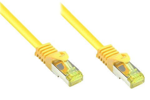 Rj45 Patchkabel Med Cat.7 Råkabel Og Låsebeskyttelse (Rns®) S/Ftp Pimf Halogenfri 600Mhz Ofc Gul 0,25M Good Connections® (8070R-003Y)