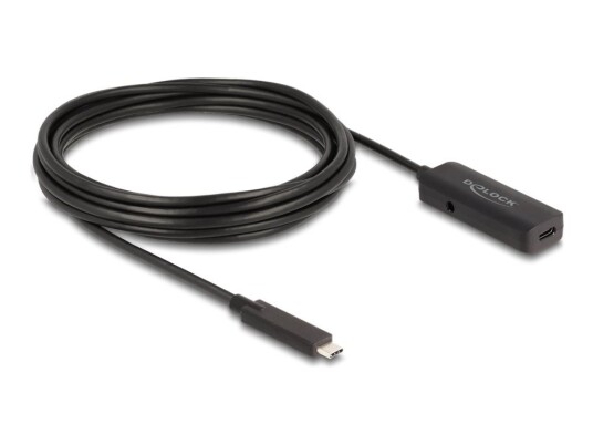 Delock Usb forlengelseskabel 24 Pin Usb c hann Til / Dc strømjakk hunn 5 V 2 A M Up To 10 Gbps Data Transfer Rate Svart