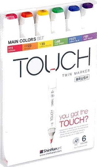 Touch Twin Brush Marker 6-set Main Touch Twin Brush Marker 6-set Main