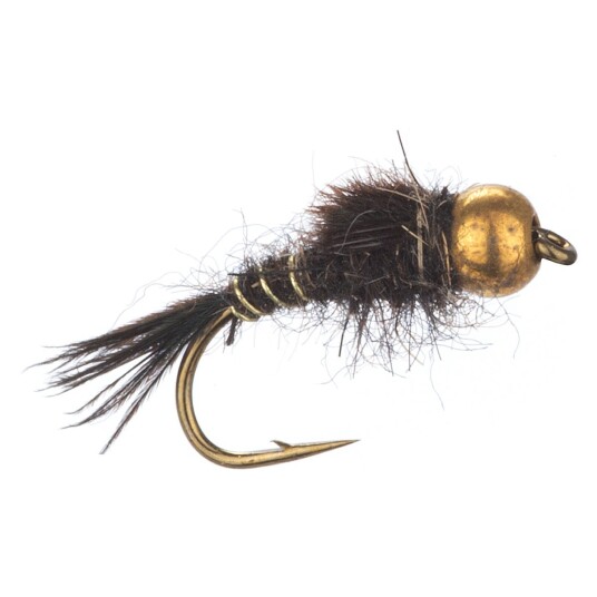 Arcticflies Vektet Nymphe Hare"S Ear Black Gold Head Brass Beadhead
