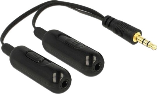 DeLock 3.5mm Lydsplitter M-F 2x3.5mm 0.19m Svart