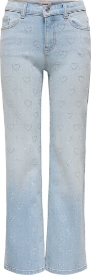 Kids Only Jeans - KogJuicy - Bred - Light Blue Denim/Rhinestone - Kids Only - 9 år (134) - Jeans - Blå