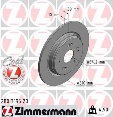Bremseskive ZIMMERMANN 280.3196.20