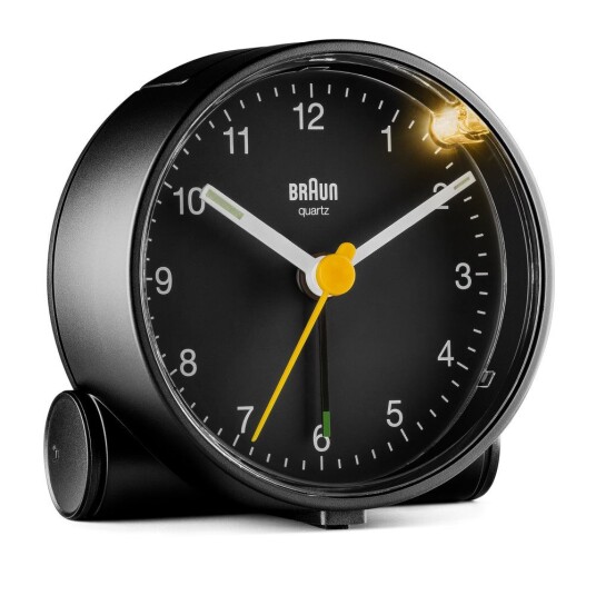 Braun sort rund vekkerklokke BC01B