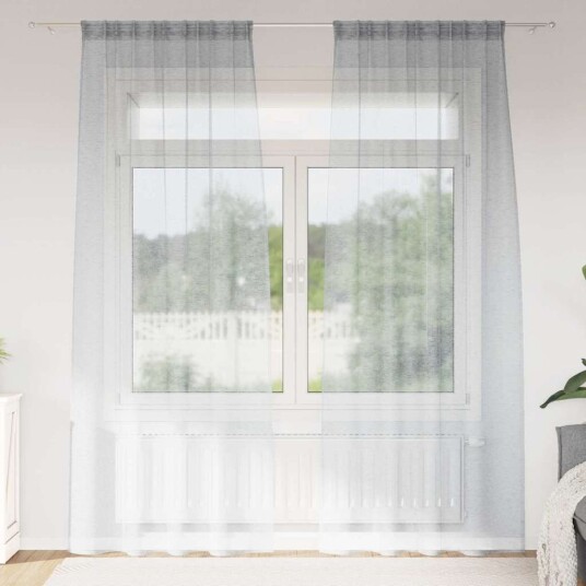  Gardiner med gardiner 2 pcs Mørke grå Polyester