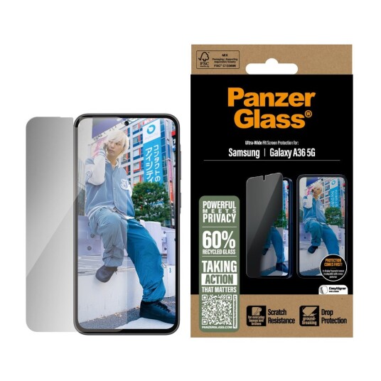 Panzerglass Ultra-Wide Fit Privacy Skjermbeskytter for Samsung Galaxy A36 5G
