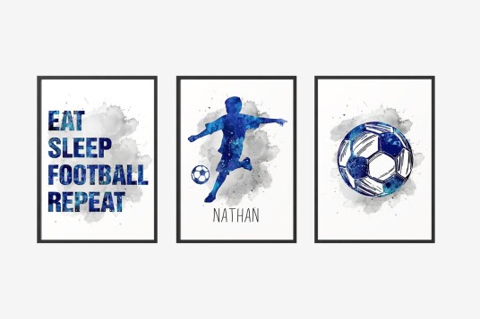 Personlig plakat Fotballdrømmer / Sett med 3 Personlig plakat Fotballdrømmer / Sett med 3