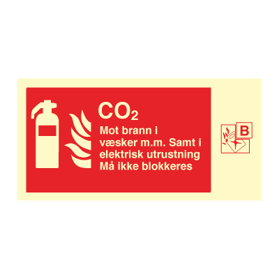 Jo Safety CO2 slukker brannskilt Etterlysende 6305031