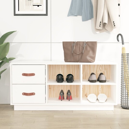 vidaXL Skobenk hvit 100x34x45 cm heltre furu vidaXL Skobenk hvit 100x34x45 cm heltre furu