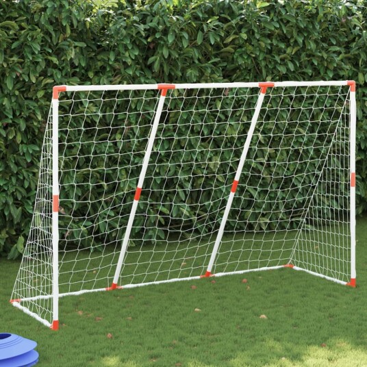 vidaXL Fotballmål for barn med baller 2-i-1 hvit 184x64x124 cm