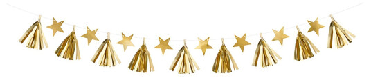 PartyDeco Girlander Dusker med Stjerner Gull