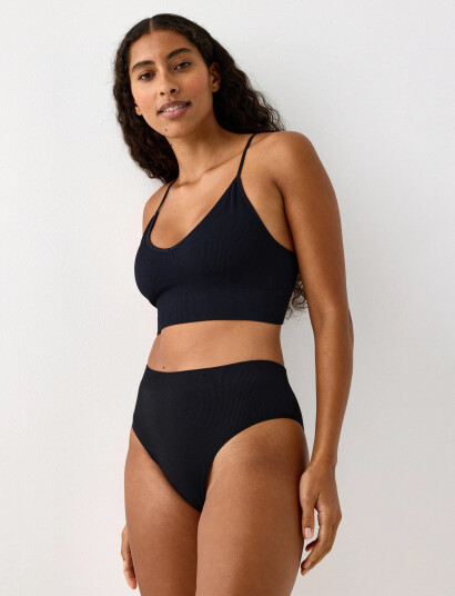 Lindex Brief Brazilian High Seamless Black L Lindex Brief Brazilian High Seamless Black L