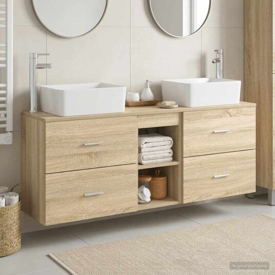 vidaXL Baderomsskapsett 3 stk. Sonoma eik 53 x 34,5 x 63 cm vidaXL Baderomsskapsett 3 stk. Sonoma eik 53 x 34,5 x 63 cm