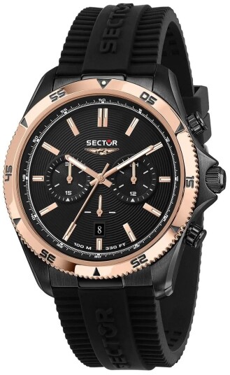 Sector 650 Herreklokke R3271631004 Sort/Gummi Ø45 mm