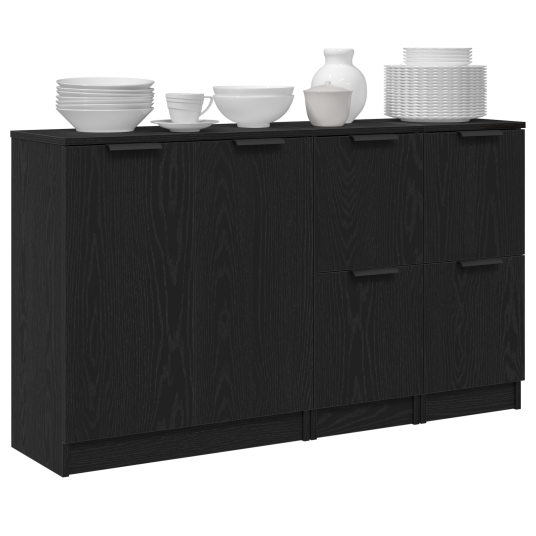 Sidebord Svart Eik 180 x 30 x 70 cm Konstruert tre