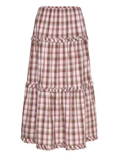 Monki Ruffled Tiered Cotton Skirt - Pink - XXS