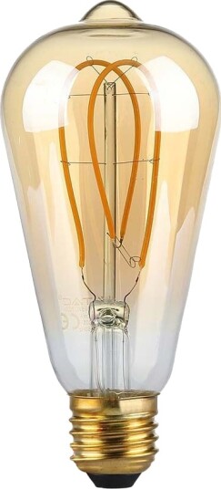 V Tac E27 5W ST64 long filament LED pære Amber glass 1800K 300lm 300° spredning Kulør : Ekstra varm V Tac E27 5W ST64 long filament LED pære Amber glass 1800K 300lm 300° spredning Kulør : Ekstra varm