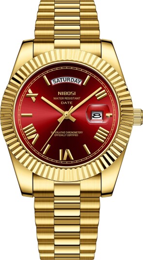 Nibosi Day Date Roman Gold Red