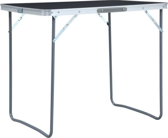 Sammenleggbart campingbord med metallramme 80x60 cm grå