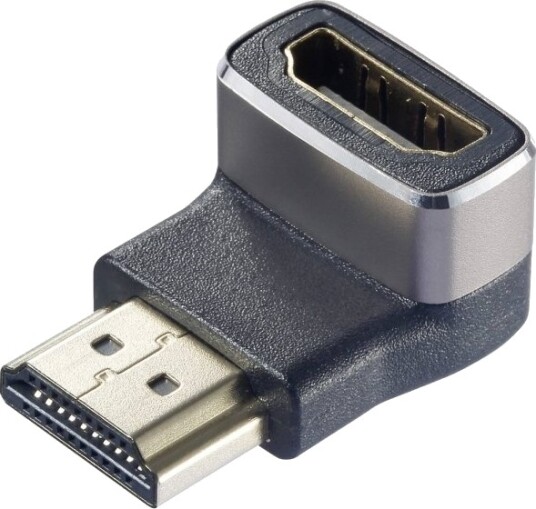 Speaka Professional Sp 11306836 Hdmi Adapter [1X Hdmi Kontakt 1X Hdmi Tilkobling] Sort/Sølv Uhd 8K@60Hz Uhd 4K@120Hz Vinklet 90° Forfra